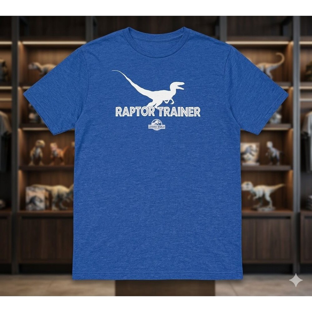 Jurassic World Men’s 2XL Raptor Trainer Graphic T‑Shirt Blue Dino Movie Tee